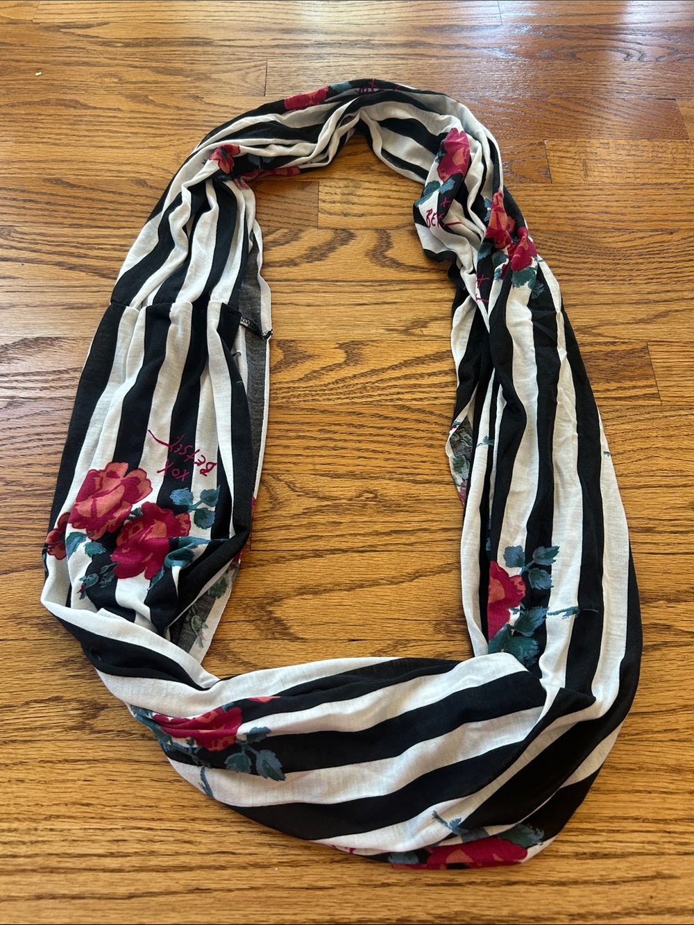 Betsey Johnson Striped and Floral Infinity Scarf